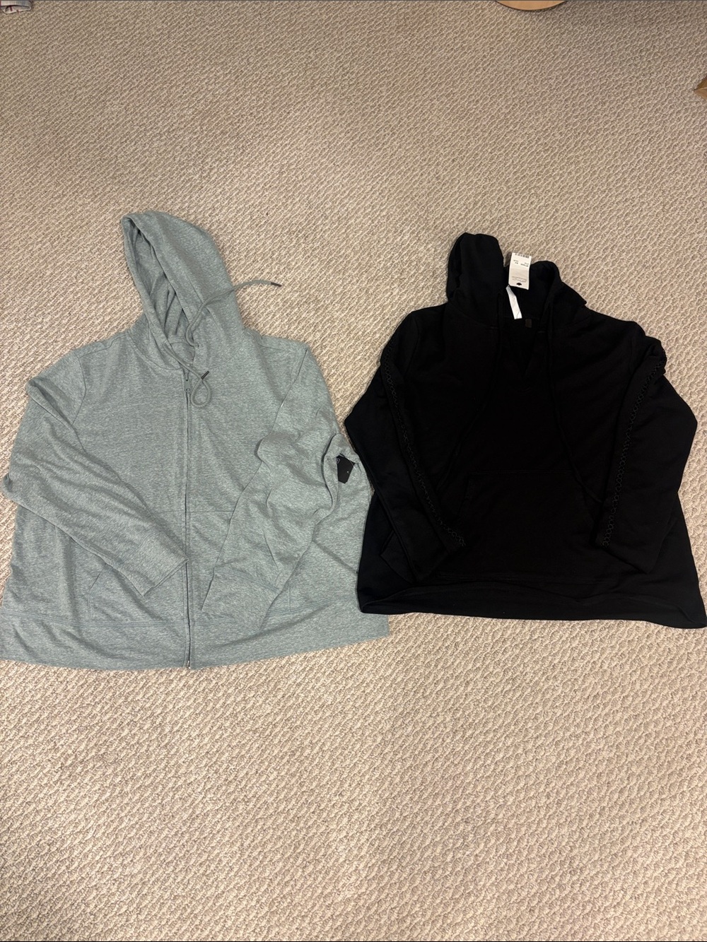 Hooded Zip & Pullover Jacket Set - Black and Light Green